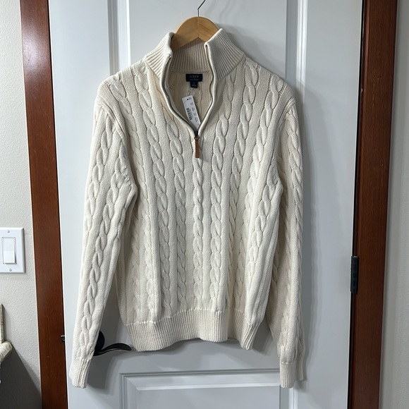 J Crew Cream Cable-Knit Zip Up Sweater - Picture 3 of 17
